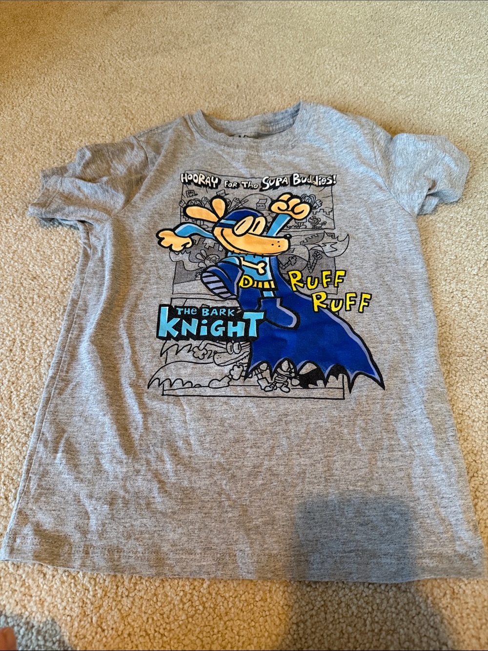 Grey 'The Bark Knight' Graphic Tee with Blue Accent